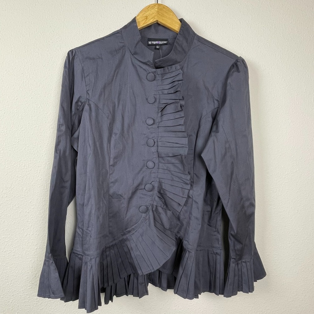 Pyramid Collection Ruffle Jacket Shacket L Black Gothic Whimsigoth‎ Cosplay NWOT